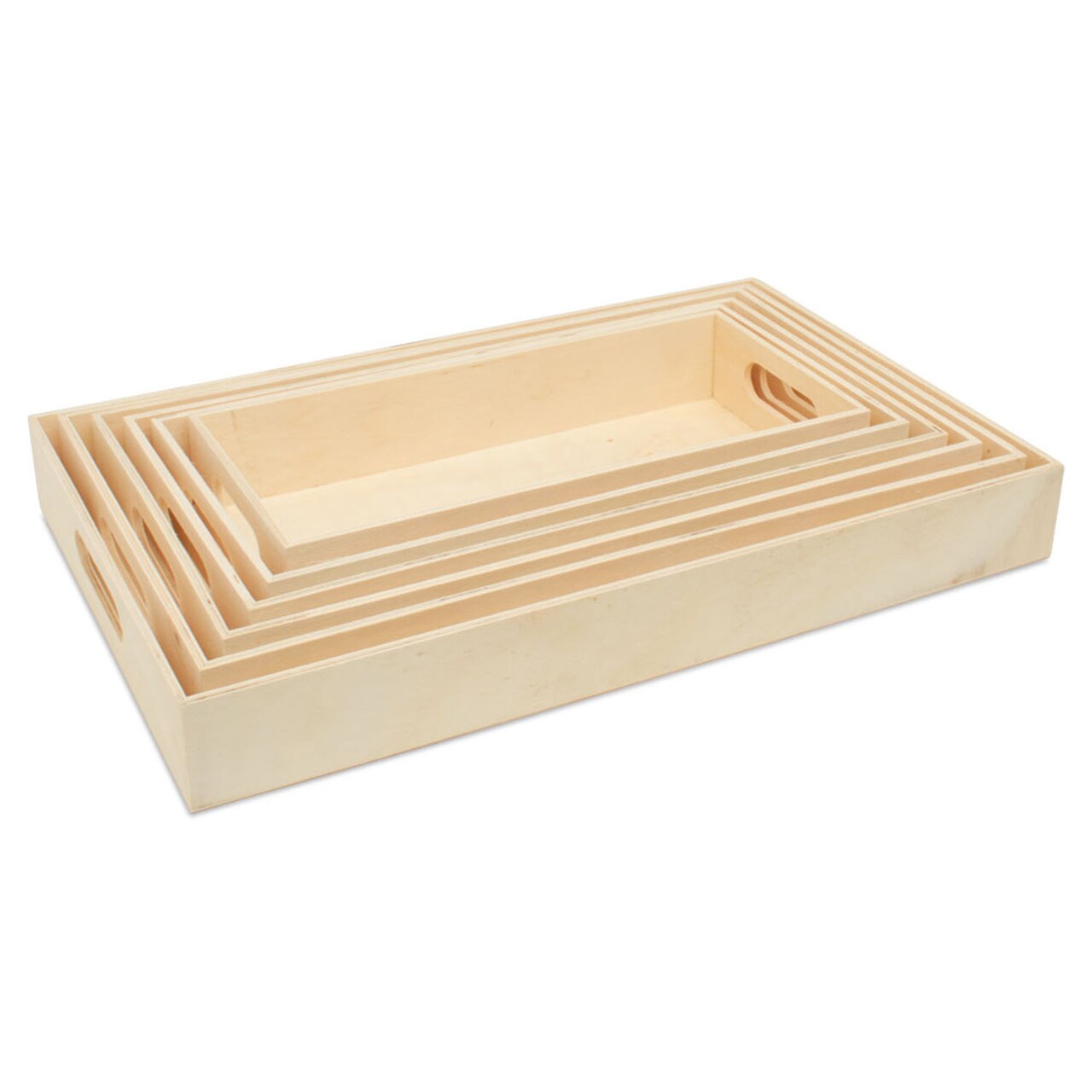 Unfinished Wood Nesting Trays, with Handles and without Handles, 6-set, Crafts & Home | Woodpeckers